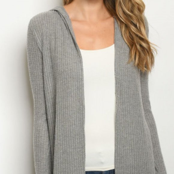 GREY HOODED CARDIGAN / DUSTER - Picture 3 of 10